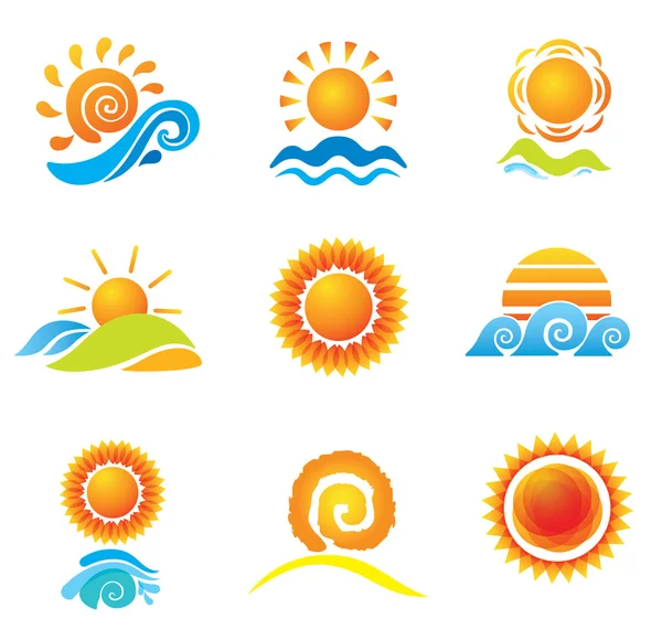 Set of Suns. Original Design Elements. — Stock Vector