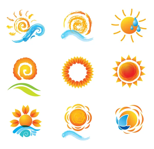 Set of Suns. Beautiful elements for design. — Stock Vector