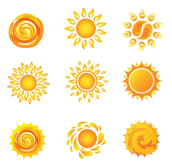 Des icônes du soleil. Beaux éléments pour le design . — Image vectorielle