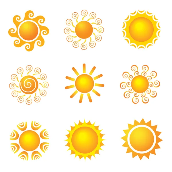 Sonnensymbole. schöne Elemente für das Design. — Stockvektor