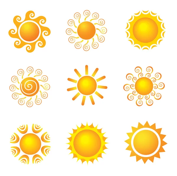 Des icônes du soleil. Beaux éléments pour le design . — Image vectorielle