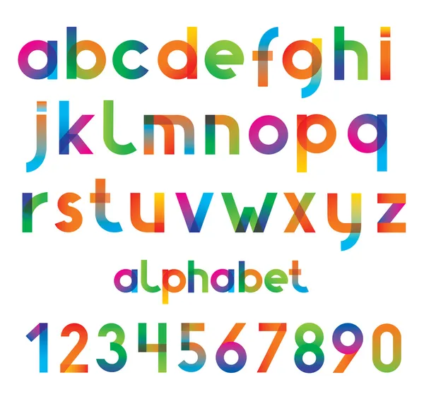 Kleurrijke vector lettertype en nummers. — Stockvector