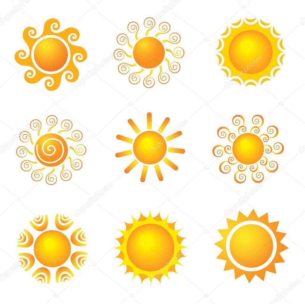 Sun icons. Beautiful elements for design.