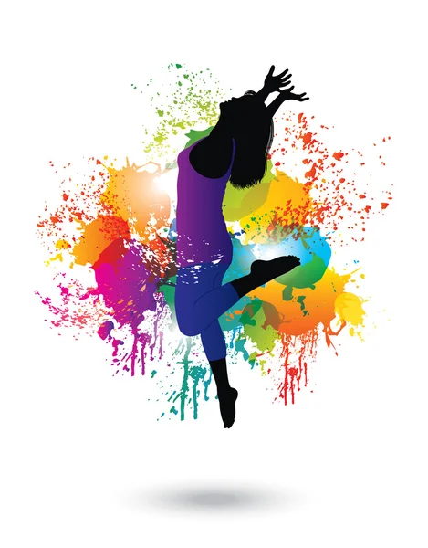 Dancing Woman. Colorful dancing concept 1. — Stock Vector