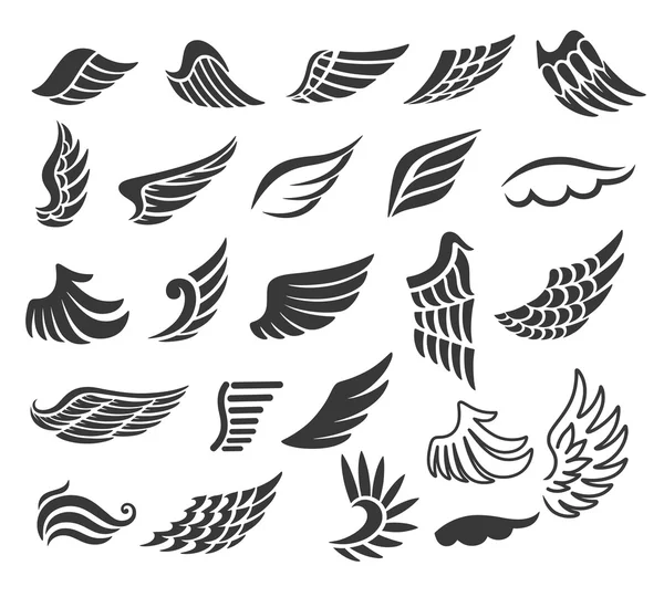 Vleugels. verzameling van vector ontwerpelementen. — Stockvector