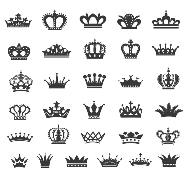 Conjunto de iconos de corona vectorial . — Archivo Imágenes Vectoriales