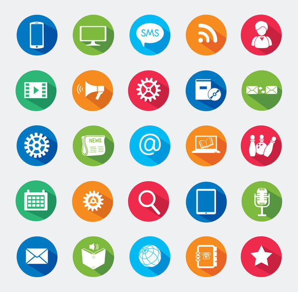 Modern media design elements. Flat icons.