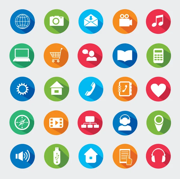 Modern media design elements. Flat icons. — Stock Vector