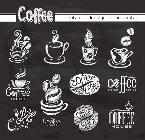 Coffee. Design elements on the chalkboard.