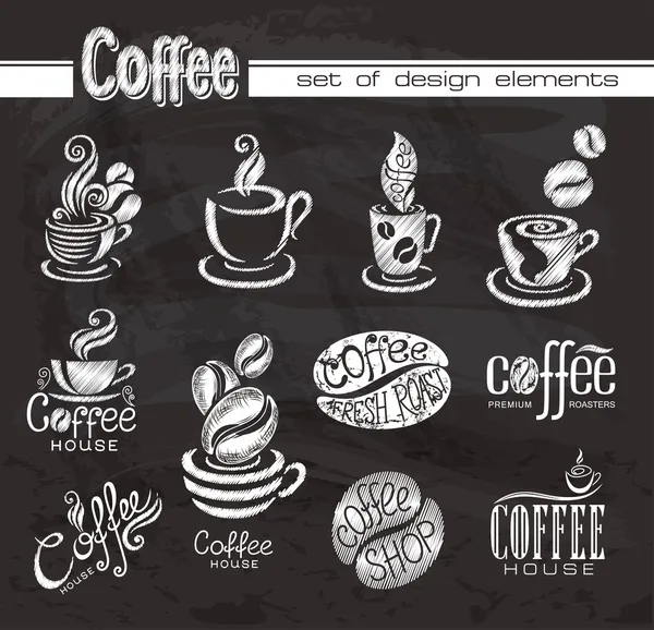 Café. Elementos de diseño en la pizarra . — Vector de stock