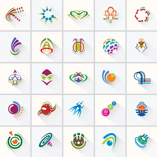 RÉSUMÉ ÉLÉMENTS DE CONCEPTION COLORANTS. Collection avec icônes pour logo abstrait . — Image vectorielle