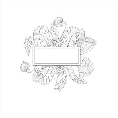 Çiçekli ve yapraklı tropikal çerçeveler.