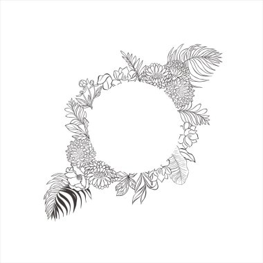 Çiçekli ve yapraklı tropikal çerçeveler.