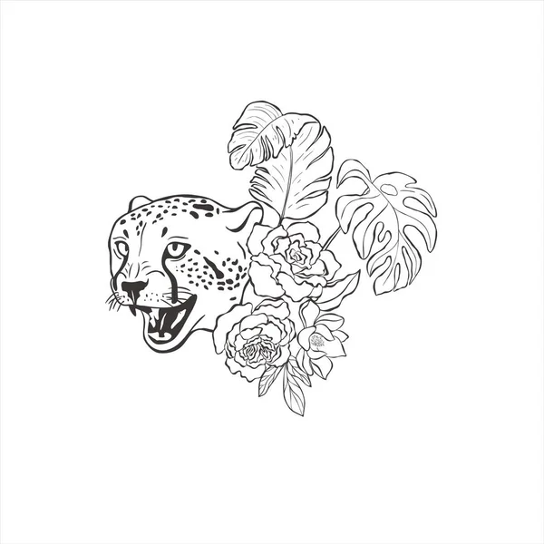Τσίτα Τριαντάφυλλα Λευκό Φόντο Διάνυσμα Άγριο Ζώο Σαφάρι — Διανυσματικό Αρχείο