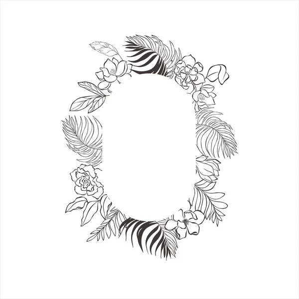 Çiçekli ve yapraklı tropikal çerçeveler.