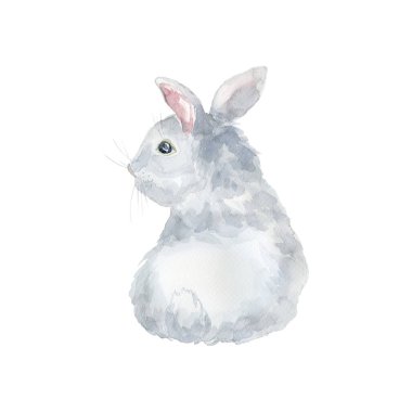 Suluboya tavşancık. Paskalya kartı. Çocuk odası için poster.