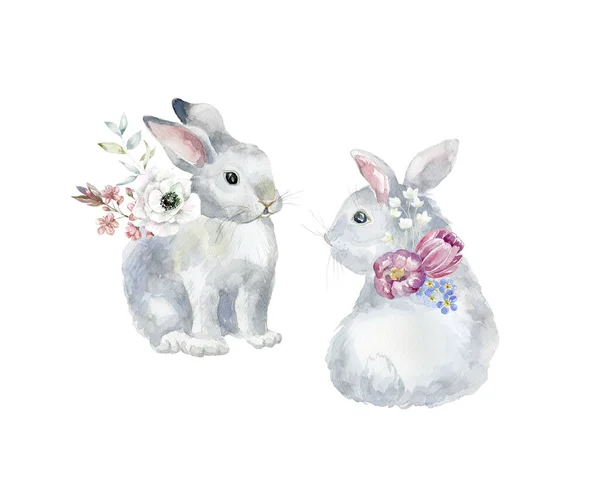 Suluboya Tavşancık Paskalya Kartı Çocuk Odası Için Poster — Stok fotoğraf
