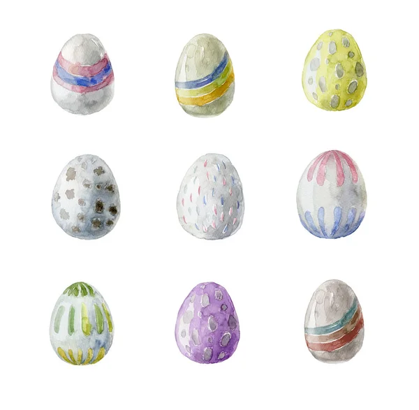 Beyaz Arkaplanda Suluboya Paskalya Yumurtaları — Stok fotoğraf