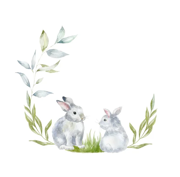 Akvarell Kanin Påskkort Affisch För Barn Rum — Stockfoto