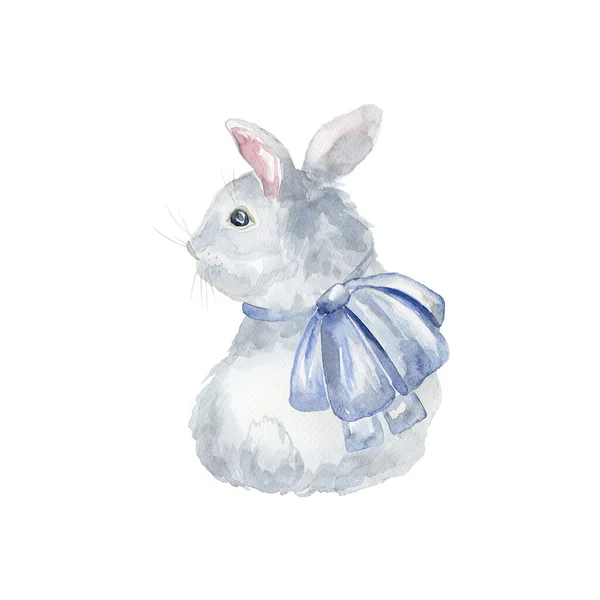 水彩画兔子 复活节卡片 儿童房海报 — 图库照片