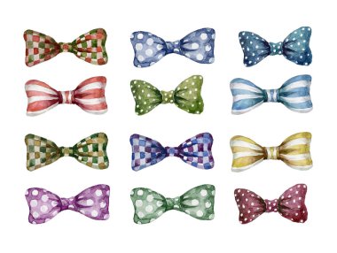 Beyaz Arkaplanda Suluboya Renkli Fiyonklar Ayarlandı.