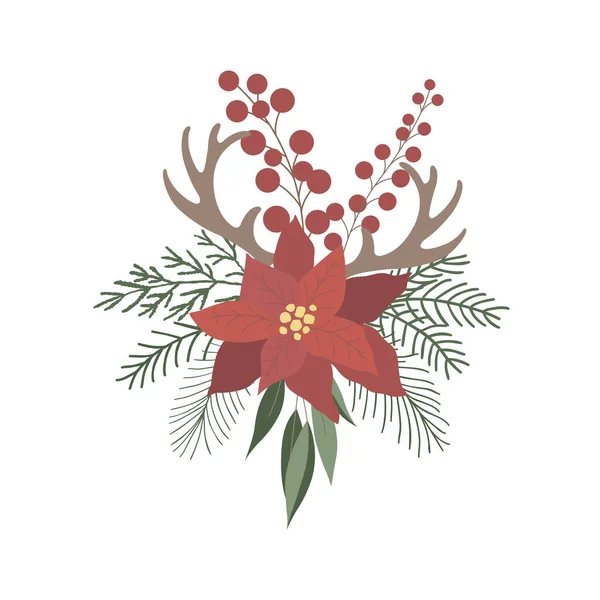 Bouquet Natale Accordo Con Poinsettia Illustrazione Vettoriale — Vettoriale Stock