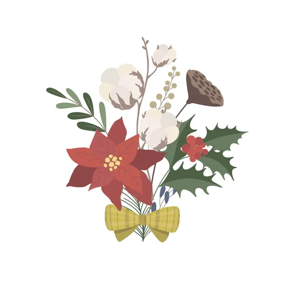 Karácsonyi Csokor Elrendezése Poinsettia Vektorillusztráció — Stock Vector