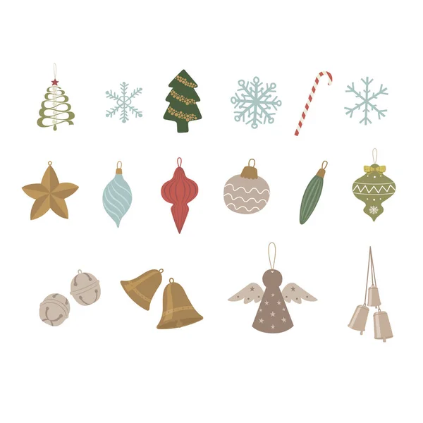 Set Kerstboom Speelgoed Vectorillustratie — Stockvector