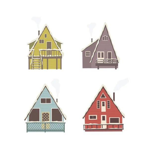 Set Van Kleurrijke Huizen Vector Illustratie — Stockvector