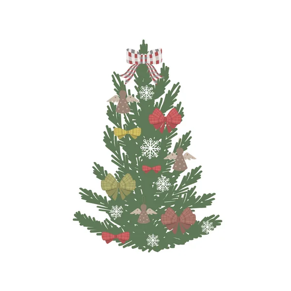 白い背景にクリスマスツリー ベクターイラスト — ストックベクタ