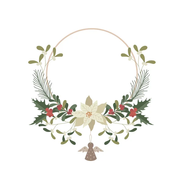 Kerstwoede Met Holly Vector Illustratie — Stockvector