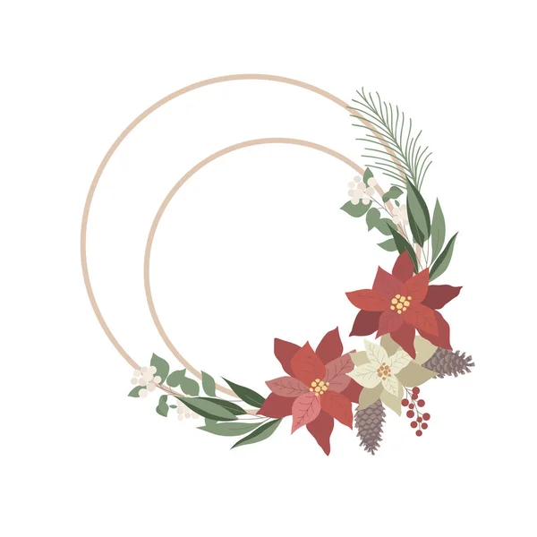Vánoční Věnec Poinsettií Vektorová Ilustrace — Stockový vektor