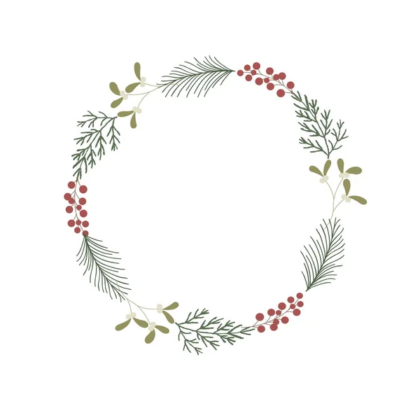 Christmas Wreath Mistletoe Vector Illustration — Stock Vector