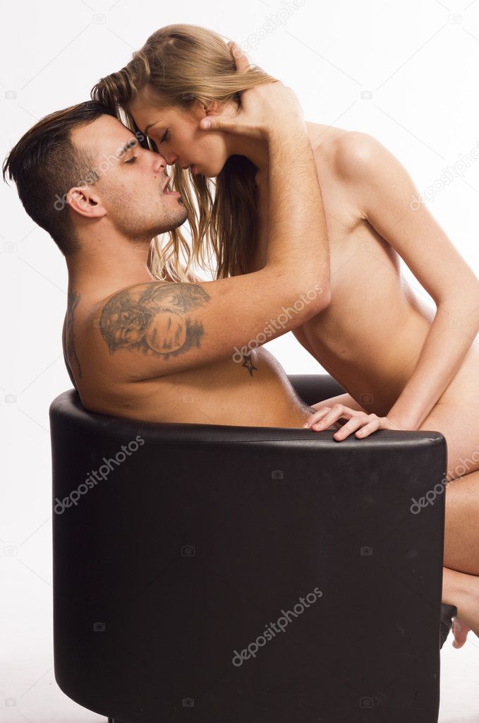 Sexy passionate young couple on white isolated background