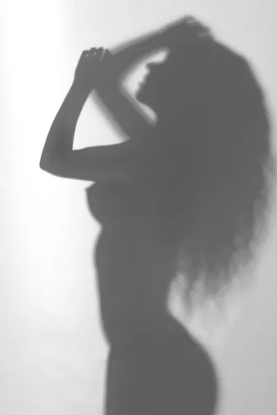 Szexi tökéletes meztelen nő silhouette - teljes meztelen test — Stock Fotó