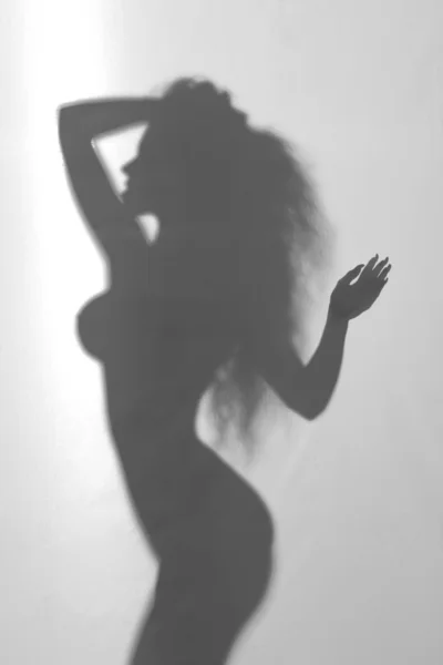 Sexy perfecte naakt vrouw diffuus silhouette - volledige naakte lichaam — Stockfoto
