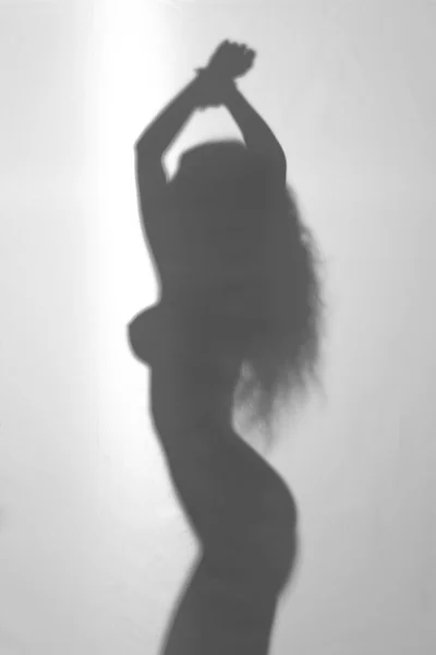 Sexy perfekte nackte Frau diffuse Silhouette - voller nackter Körper lizenzfreie Stockbilder