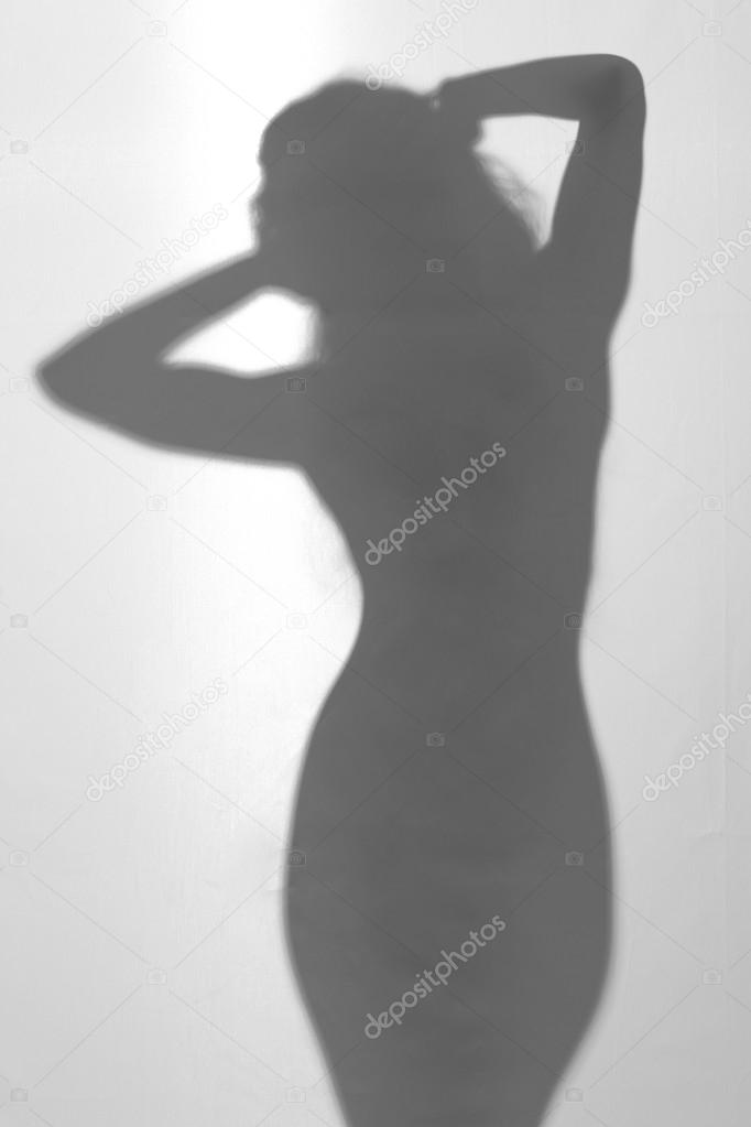 Sexy perfect nude woman diffuse silhouette - full naked body
