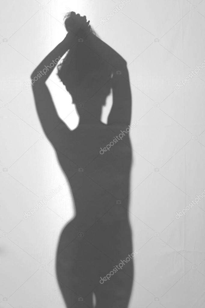 Sexy perfect nude woman diffuse silhouette - full naked body