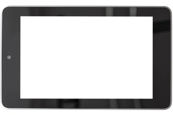 Tablet pc-computer met leeg scherm geïsoleerd op witte achtergrond. Stockfoto