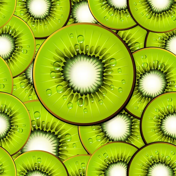 Kiwi rebanadas de fondo sin costuras — Vector de stock