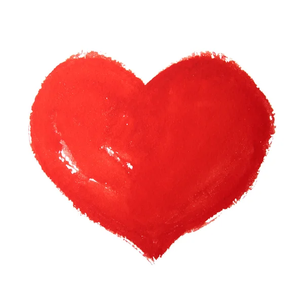 붉은 심장을 그린 물색 손 — 스톡 사진
