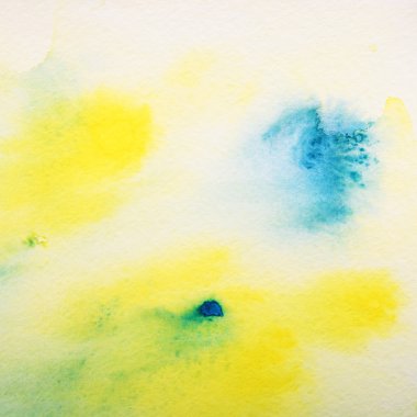 soyut el suluboya arka plan mavi ve sarı boyalı.