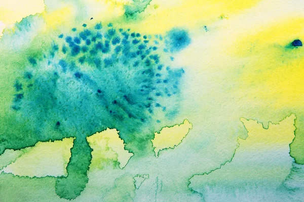 Abstract hand painted blue and yellow watercolor background. — Stock Photo, Image