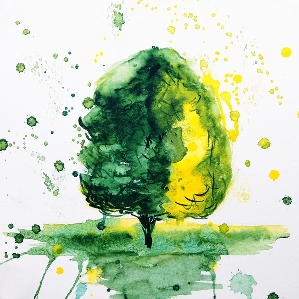 soyut suluboya painting.tree.