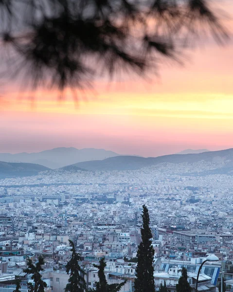 Athene skyline luchtfoto in de middag — Stockfoto