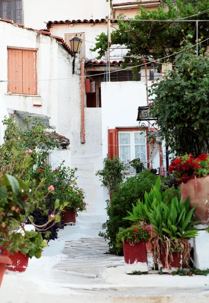 Village of Anafiotika under the Acropolis, Athens Greece — стоковое фото