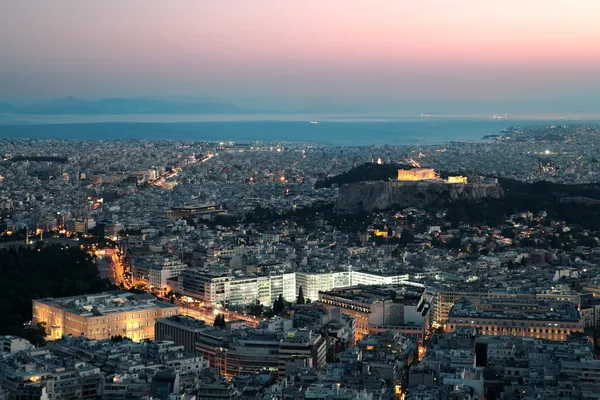 아크로폴리스, 아테네, 그리스의 야경 로열티 프리 스톡 이미지
