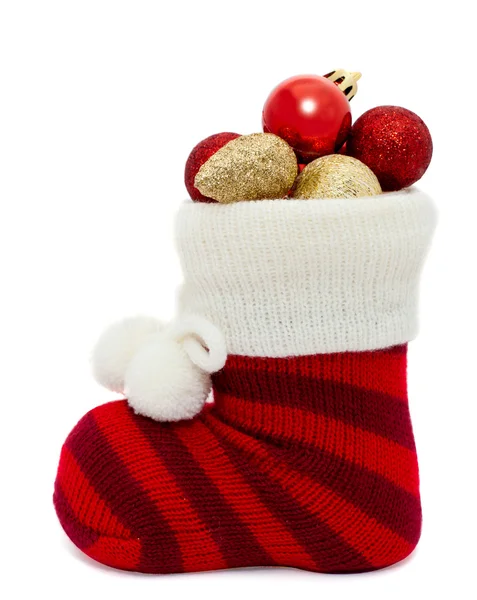 Christmas stocking with decorations — Stock Photo, Image