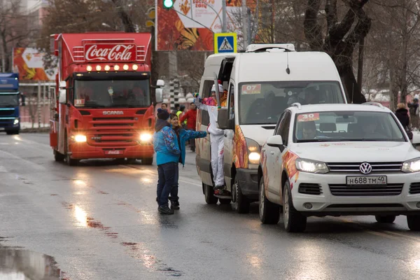 SAMARA, RUSSIA - DECEMBER 25: Olympic torch in Samara on Decemb — Stock Photo, Image